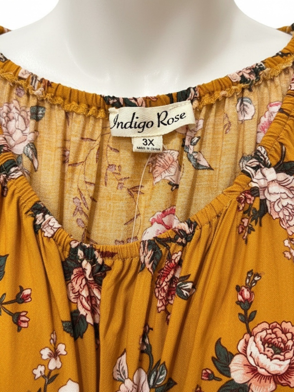 Indigo Rose Midi Floral  BoHo Smocked Waist Rayon Dress Size 3X NWT - Picture 3 of 3